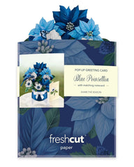 Mini Blue Poinsettia Pop-Up Card