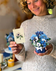 Mini Blue Poinsettia Pop-Up Card
