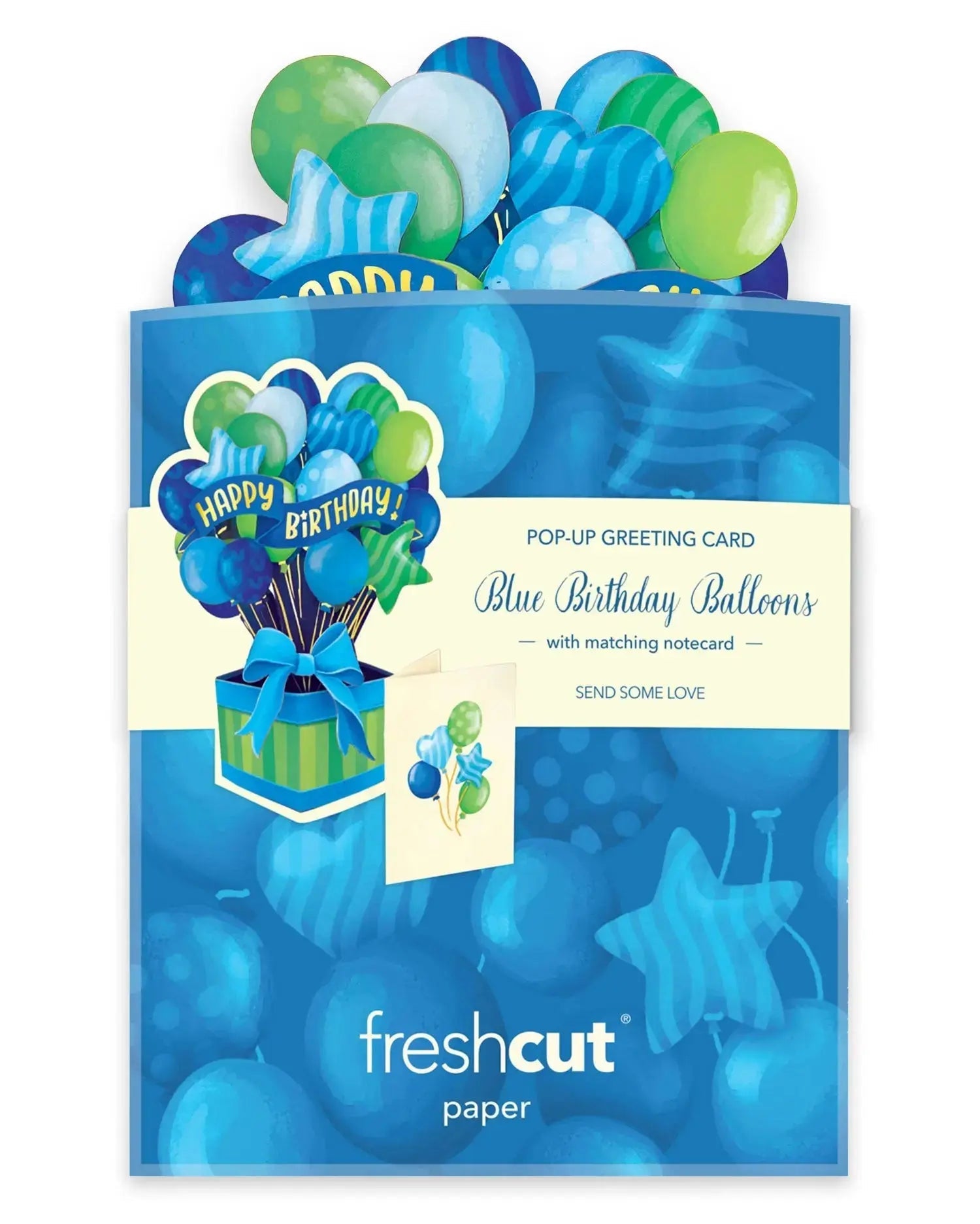 Mini Blue Birthday Balloons Pop-Up Card