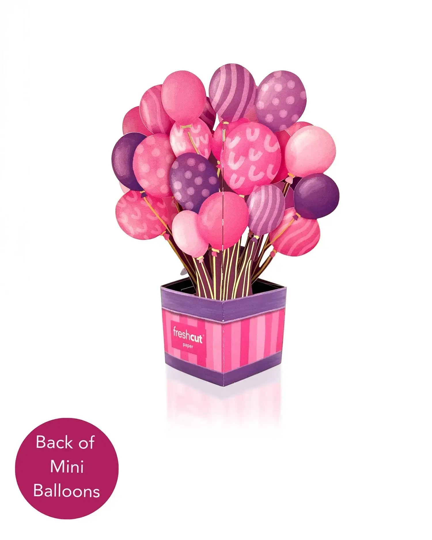 Mini Pink Birthday Balloons Pop-Up Card