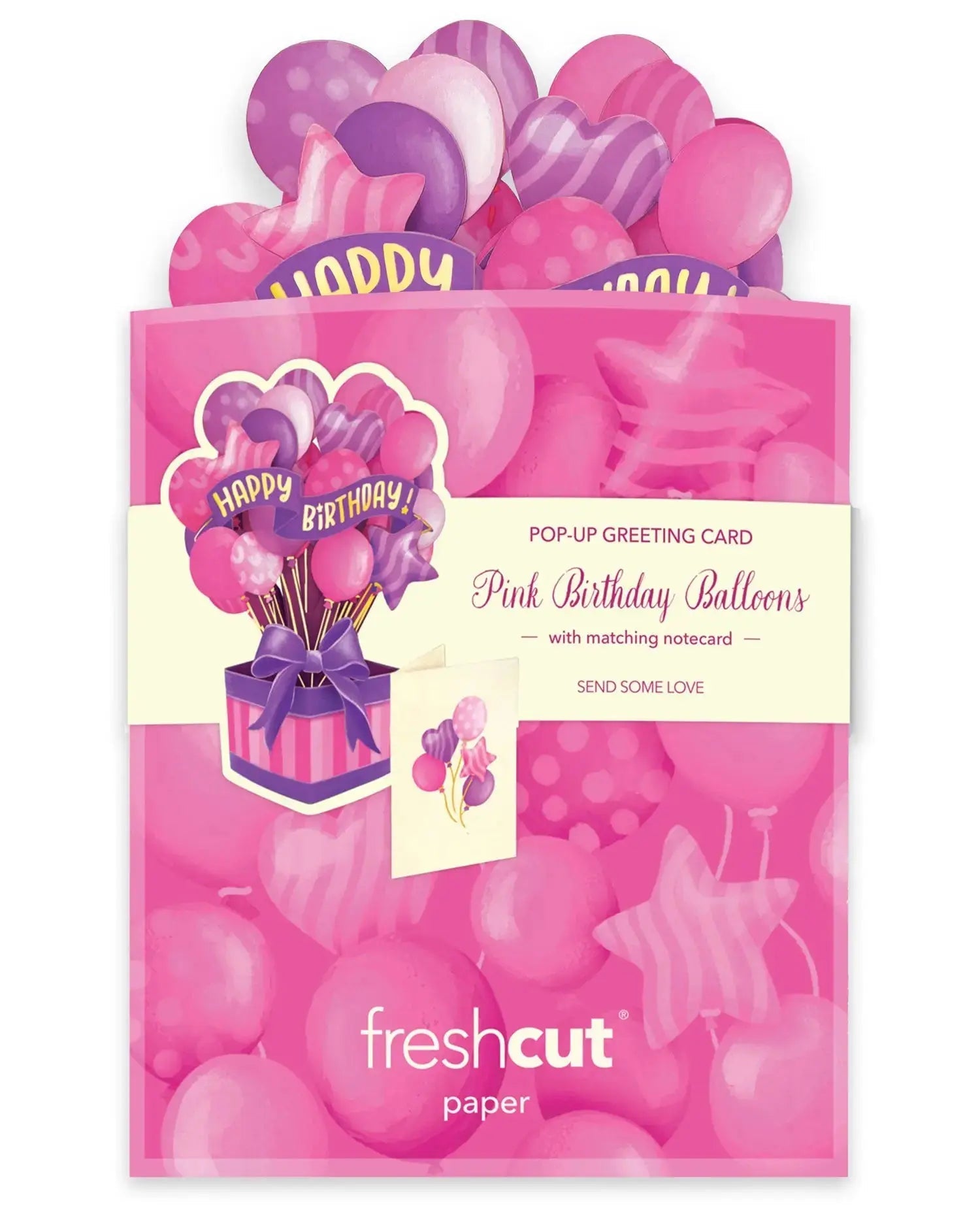 Mini Pink Birthday Balloons Pop-Up Card