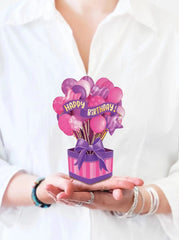 Mini Pink Birthday Balloons Pop-Up Card