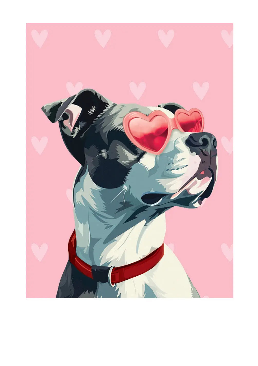 Valentine's Day Gray Pit Bull Card