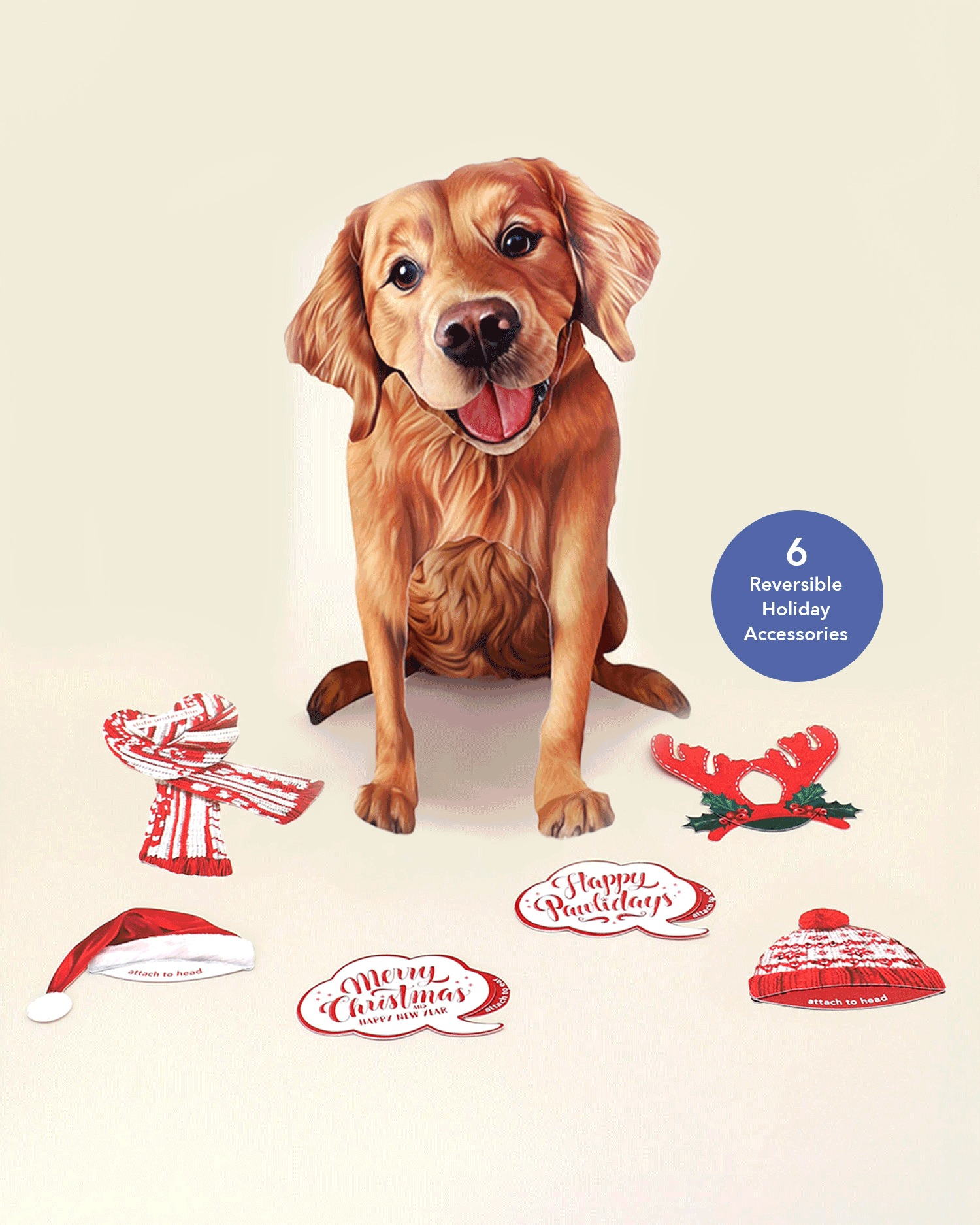Holiday Golden Retriever Pop-Up Card