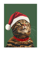 Holiday Brown Tabby Cat Card